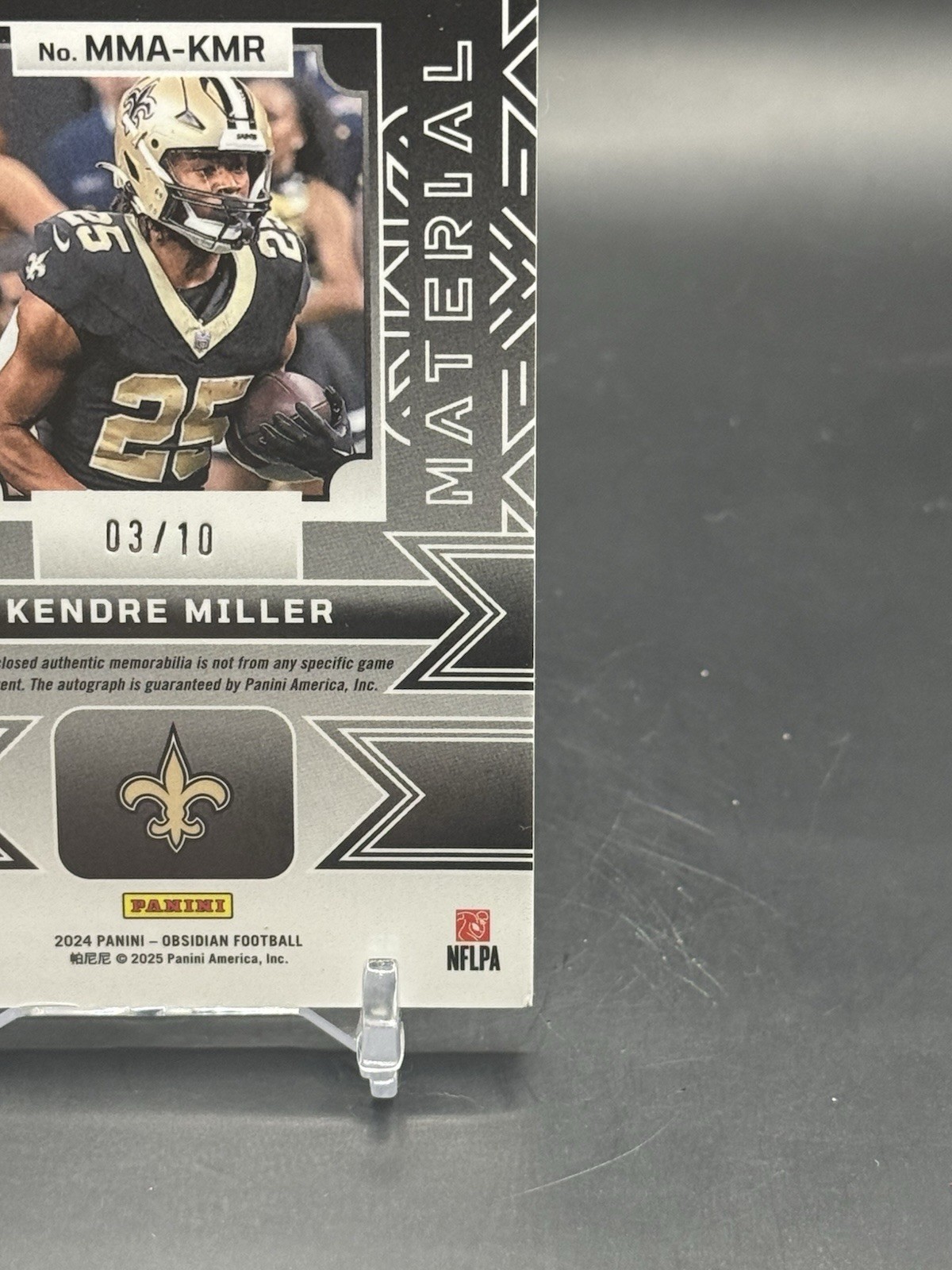 2024 Panini Obsidian Matrix Material Patch Auto GOLD KENDRE MILLER 3/10 SAINTS🔥 view 10