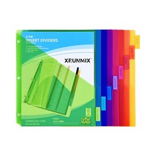 8-Tab Binder Dividers - Index Pockets Divider for 3 Ring Binders, 3-Hole Plas...