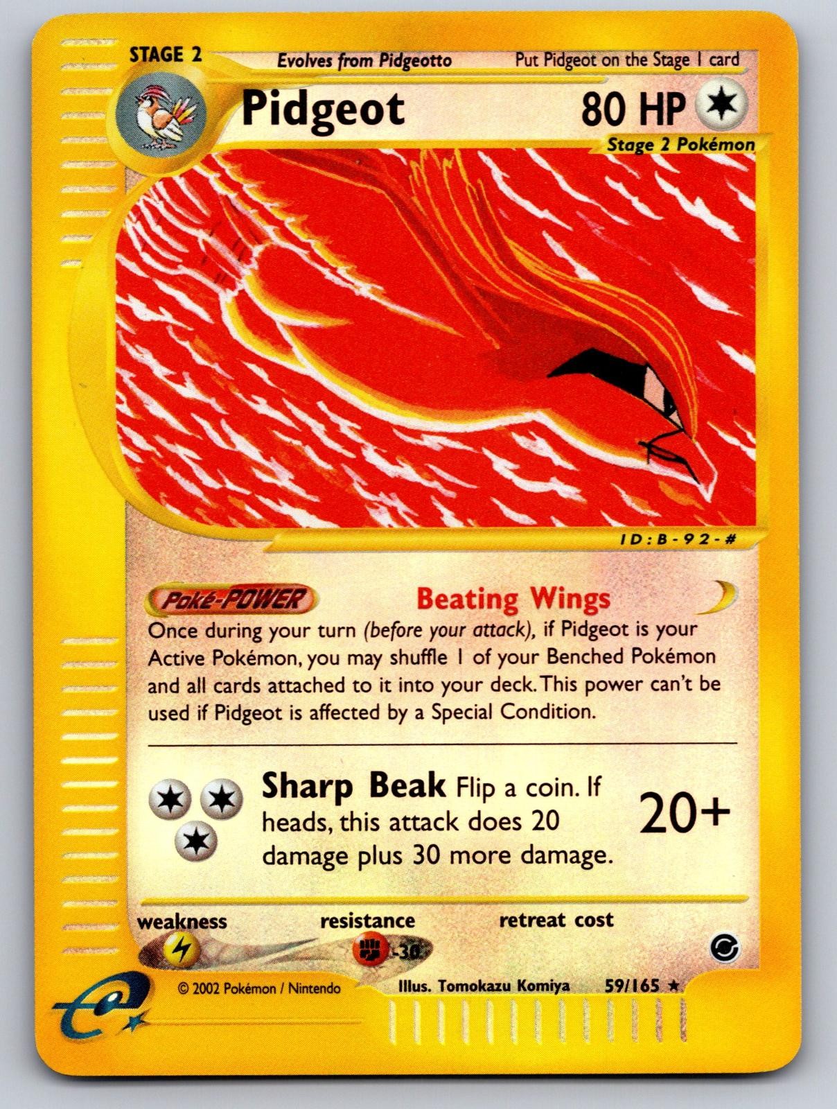 PIDGEOT 23/165 RARE EXPEDITION BASE SET POKEMON REVERSE HOLO MODERATELY PLAYED