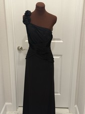 David s Bridal Black One Shoulder Bridesmaid Dress With Floral Detail Size 8