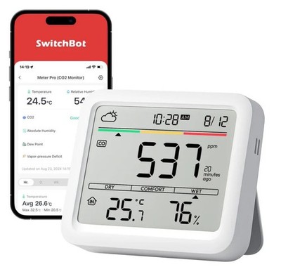SwitchBot Meter Pro CO2 Messgerät Smarte Wetterstation Thermo- Hygrometer Weiß 