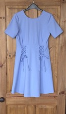 ASOS blue lace up detail flared dress 8