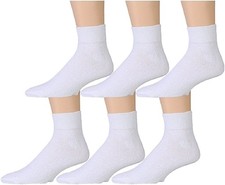 6 Units of Kids Cotton Quarter Ankle Socks In White Size 4-6 - Boys Ankle Sock