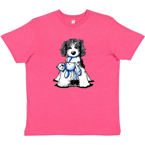 Inktastic B/W Parti Doodle Dog Youth T-Shirt - KiniArt Labradoodle Goldendoodle