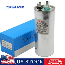 70/7.5 MFD uF Dual Run Capacitor 370 440 vac Volts AC Motor 70+7.5
