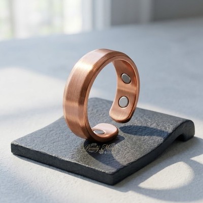 Solid Pure Copper Magnetic Ring Adjustable Wide Band Cuff Men Women Gift Band