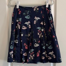 Charter Club Navy Floral A-Line Skirt