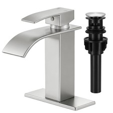 Bathroom Faucet Brushed Nickel Single Handle Waterfall Sink - Modern Design