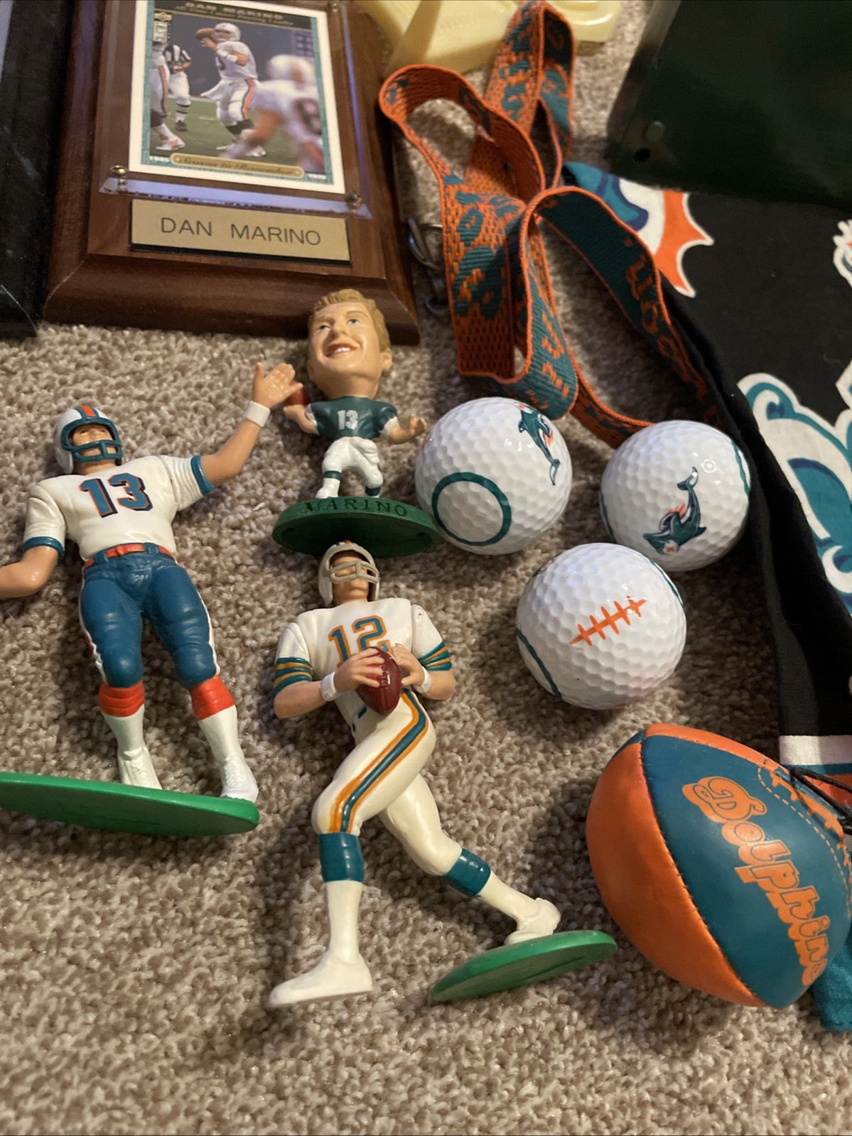 Huge VINTAGE Miami Dolphins Dan Marino Memorabilia Super Fan Lot Football 80s 90