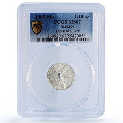Mexico 1/10 onza Libertad Angel of Independence MS67 PCGS silver