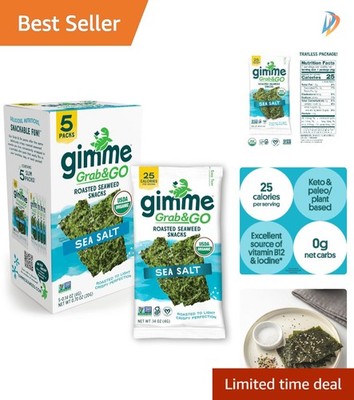 Organic Seaweed Snacks - 5 Count  Sea Salt Packs for Healthy Snacking