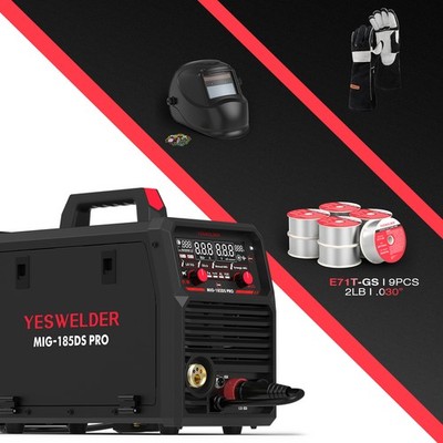 YESWELDER 185A Professional Welder Kit: Helmet, 9 Wires,  Gloves, 110V/220V