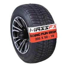 205/50-10 Golf Cart Turf Tire & Black Wheel Kit A238 10x7 4/101.6