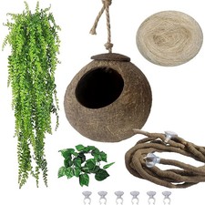MUYG Crested Gecko Coconut Hide Natural Lizard Coco Hut Reptile Hanging Nest ...