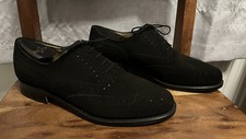 Image of K Shoes Mens Black Suede Leather Wingtip Brogues Goodyear Welted UK9 New