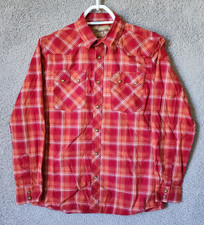 Wrangler Retro Red Plaid Long Sleeve Snap Western Shirt Youth Size XL Cotton