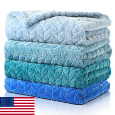 Frienda 4-Pack Fuzzy Baby Blankets Soft Warm Infant Toddler Nursery Blue 32x24"