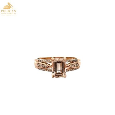 1.2ct Emerald Cut Pink Morganite & Natural Diamond Accent Ring SZ 7  (PSH034777)
