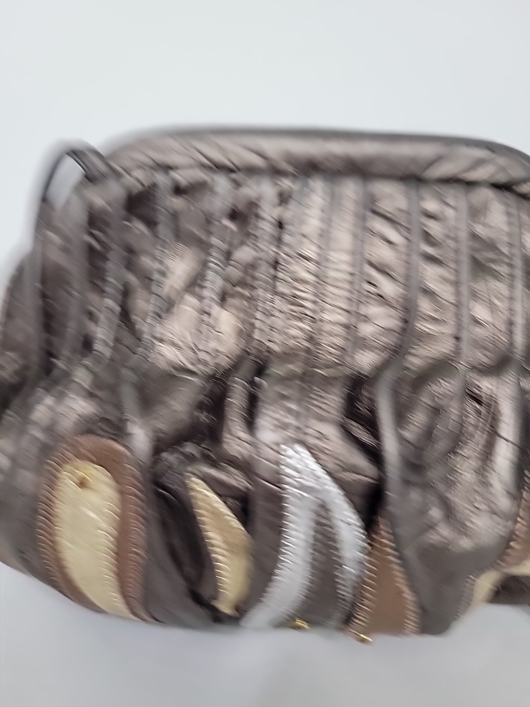 VTG 80s Metallic Leather Patchwork Crossbody Purs… - image 6