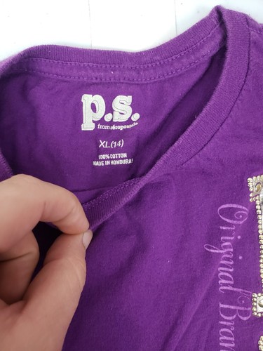 Aeropostale PS T-shirt manica corta viola bambina taglia XL - Foto 3 di 7