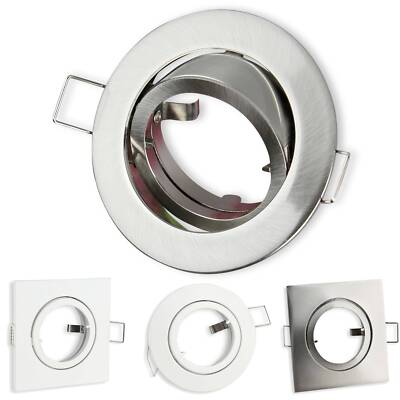 10x Einbaurahmen Set rund eckig GU10 R16 schwenkbar Gehäuse Ø60-68mm