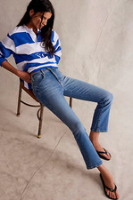 Free People We The Free Low Maintenance Mid Rise Flare Jeans Vintage Blue NWT 31