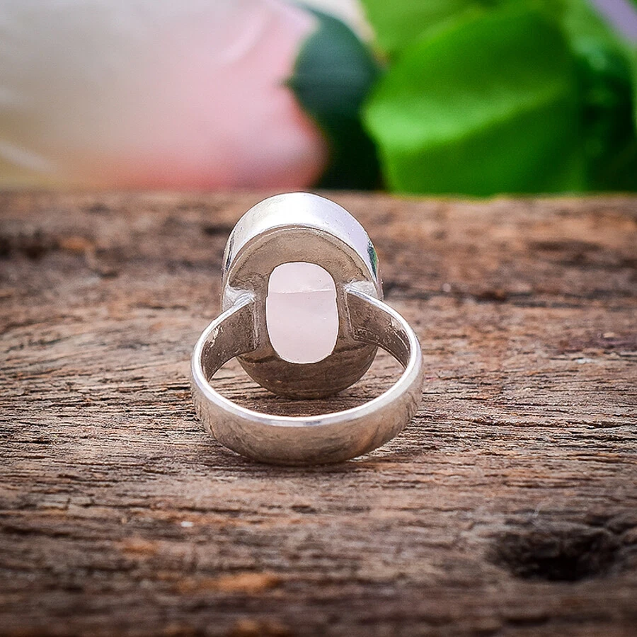 Rose Quartz Gemstone 925 Sterling Silver Handmade Ring Love For Her RQ-24 - Image 3 of 4
