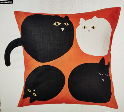 IKEA Kissenhülle Fat Cat & '3D' Schwanz Mavinn 50x50 cm schwarz orange NEU Kitsch