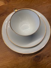 Kaffeegeschirr 4 Gedecke Arzberg Heinrich Anmut Retro - weiß mit Goldrand