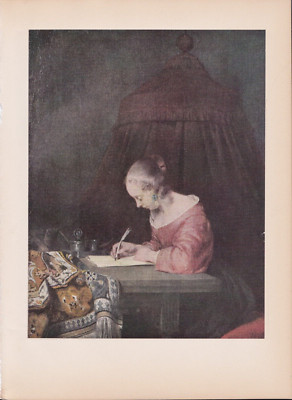 1939 Vintage ''THE LETTER'' A LOVELY WORK by TER BORCH Color Art Plate Lithograph