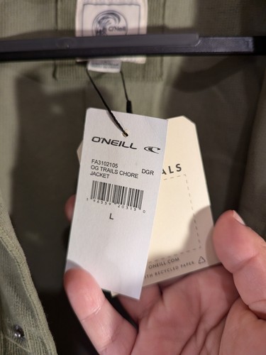 O'Neill Men's Trails Chore Coat Jacket Corduroy Snap Lightweight (B09) Sage - Picture 3 of 8