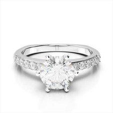 1.70 Ct Round Moissanite Engagement Anniversary Ring 14K Real White Gold Size 6