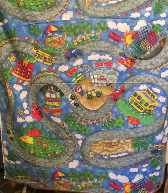 Jelly Bean Junction baby quilt top play mat blanket FABRIC PANEL road