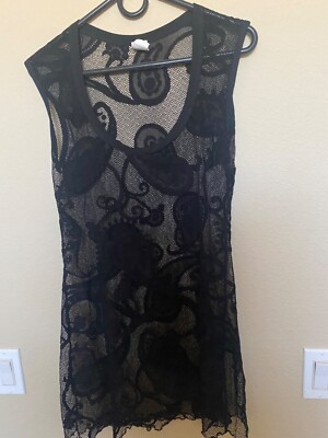 Elif by Jordan Taylor Swimsuit Beach Cover Up Black Mini Dress Hip Hugging SZ L