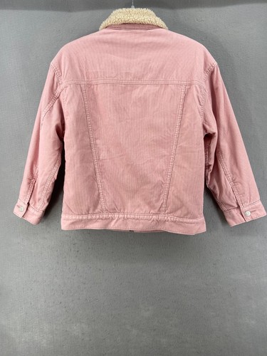 Gap Kids Jacket Girls Sz XL 12 Corduroy Pink Faux Sherpa Lined Collar Western - Picture 11 of 12