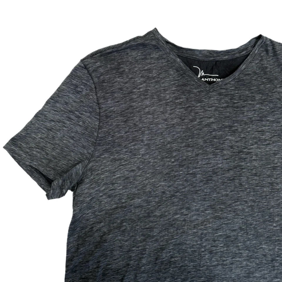 Camiseta Para Hombre Cuello en V Calce Ajustado Marc Anthony Gris Jaspeado Suave Grande Y2K Foto 2 de 4