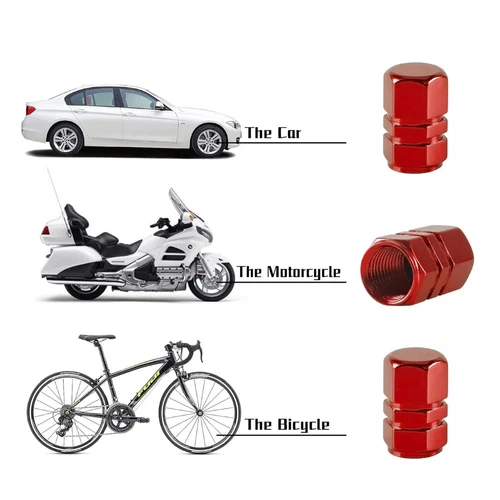 4 Pcs Red Hex Tire Stem Caps Wheels Tire Air Valve Caps Dust Cover Car SUV - Picture 3 of 5