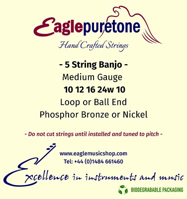 Eagle-Puretone 5 Saiten Banjo Medium Set 10, 12, 16, 24 W, 10