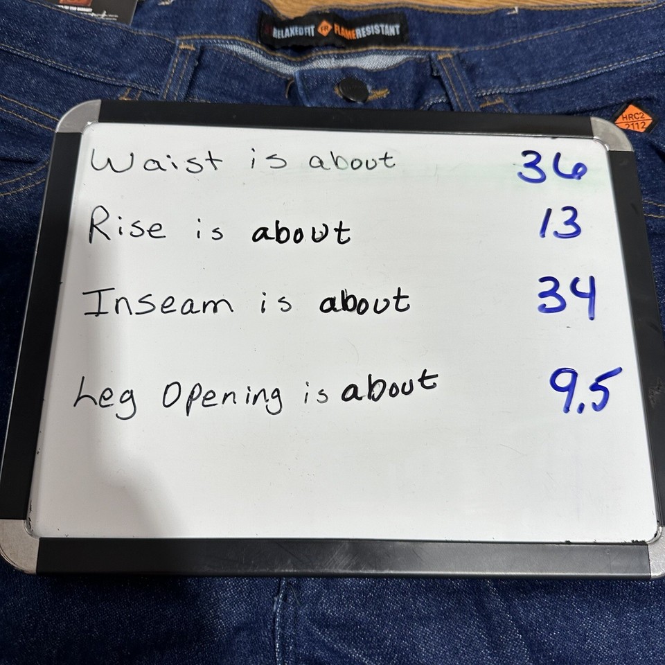 Wrangler Jeans Mens 36X34 FR31MWZ Blue Straight Fire Resistant Denim