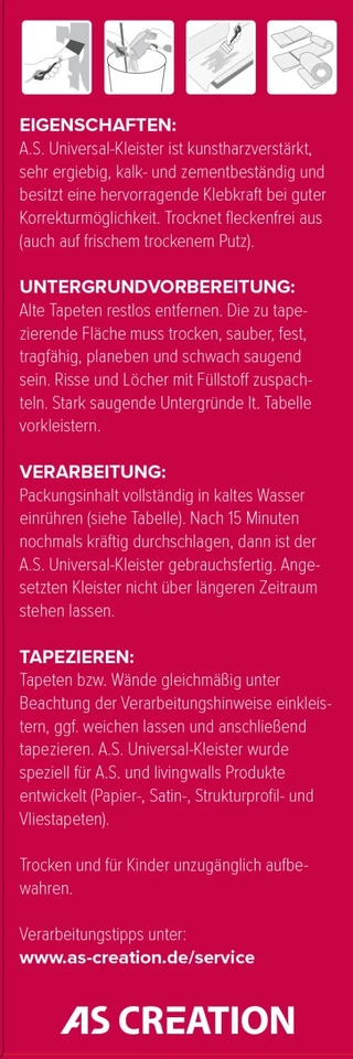 Pâte universelle pour Tous Tapetenarten 500g XXL Pack - 50-80m ² Atteindre - Photo 3/4