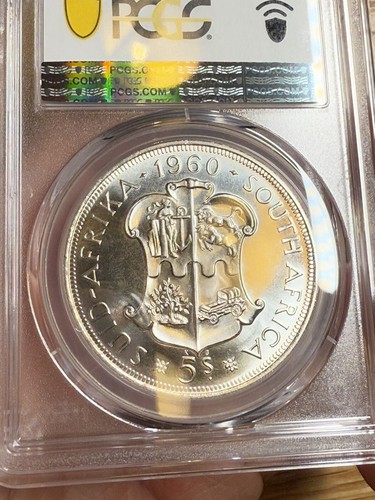 1960 South Africa Silver 5 Shillings, 50th Anniversary, PCGS PL-67 - Afbeelding 9 van 11
