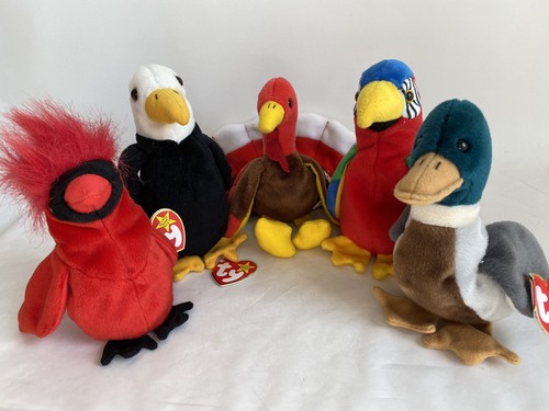 Lot of 5 TY Beanie Babies BIRDS: Mac+Baldy+Goobles+Jabber+Jake w/Tags