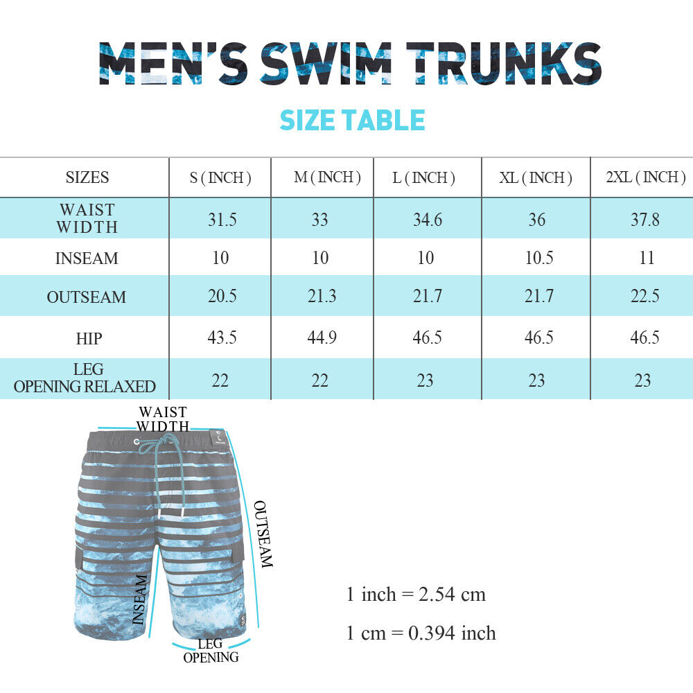 Men's Quick Dry Swimming Trunks Summer Striped Beach Board Shorts with Lining