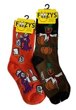 Women's HALLOWEEN Socks Cute Soft Crew Sock 2 PAIR Foozys FUN Novelty Gift NEW