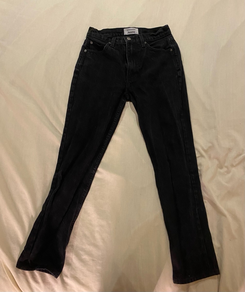 Reformation Julia High Cigarette Jeans in Monterey Wash Black Size