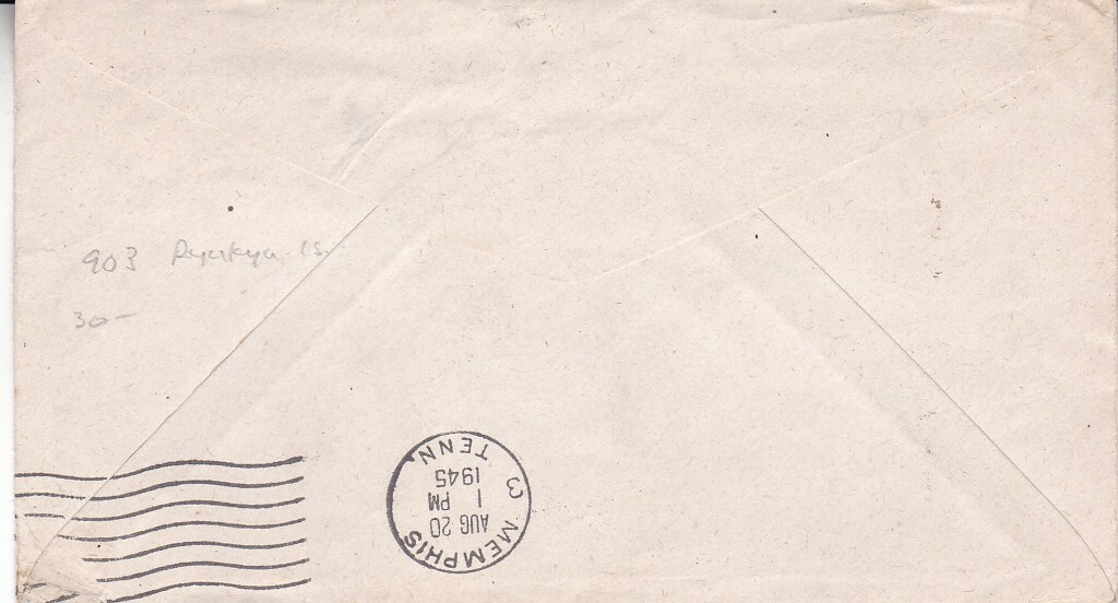 1945 US 6c censored Air Stationery, APO 903 Ryukyu Island to