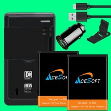 For ZTE Blade A110 A112 A410 2x 1700mAh Extra Battery Car Charger Cable Bracket