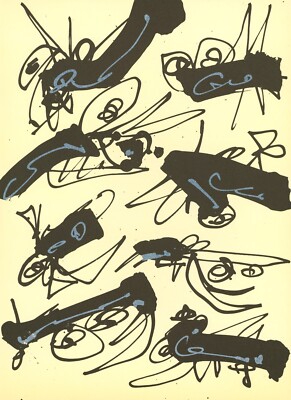 Original 1986 Antonio Saura Lithograph (Untitled B)