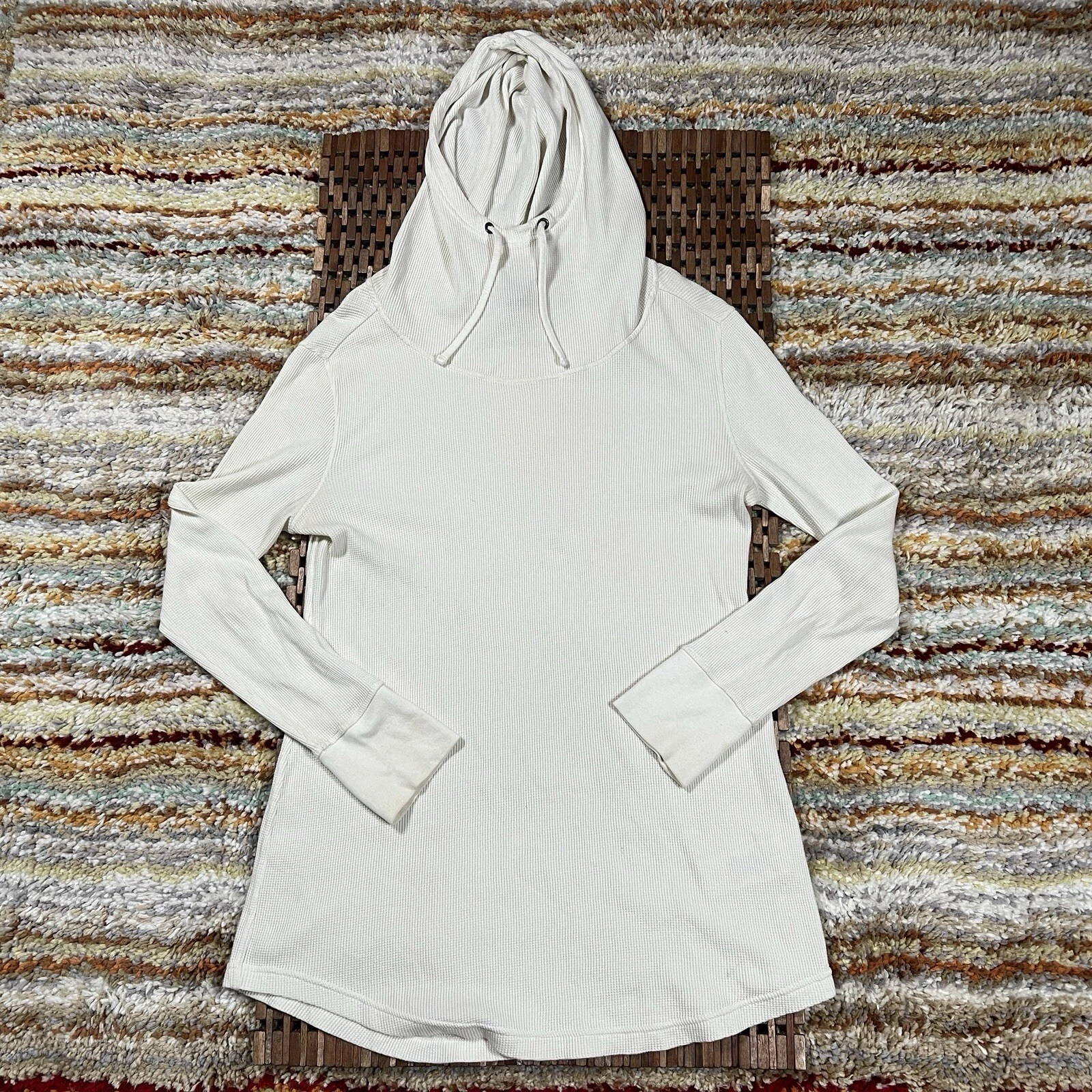 Patagonia Textured Waffle Knit Base Layer Hoodie Hoody White Women’s Size Medium