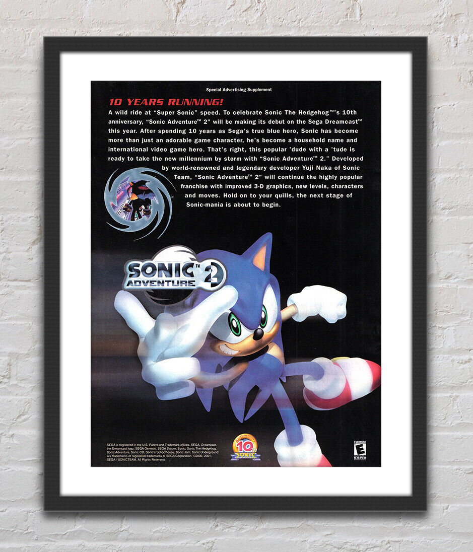 Sonic Adventure 2 SHADOW Dreamcast Arcade Video Game Poster B2 